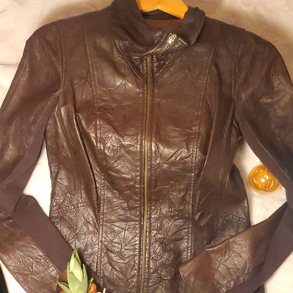 DANIER DARK BROWN GENUINE LEATHER JACKET. - Picture 2 of 5